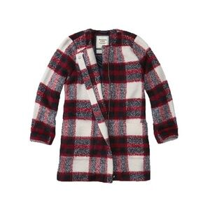 Abercrombie Fitch Plaid Wool Blend Coat Red Multiple colors Acrylic